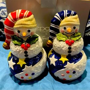 Noritake EPOCH Mr Snowman Figurine Salt and Pepper Set NEW